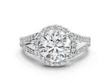 White gold Round Halo Split Shank Pave Diamond Ring with Four-Prong Setting_49