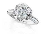 White gold Round Halo Split Shank Pave Diamond Ring with Petal Prong Setting_40