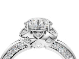 White gold Round Halo Split Shank Pave Diamond Ring with Petal Prong Setting_43