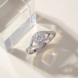 White gold Round Halo Twist Band Prong Set Ring_6
