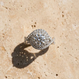 White gold Round Halo Twist Band Prong Setting Ring_9