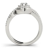 White gold Round Halo Twist Band Solitaire Prong Setting 2