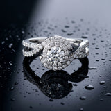 White gold Round Halo Twist Band Solitaire Prong Setting_30