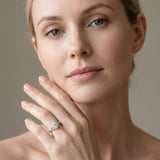 White gold Round Halo Twist Band Solitaire Ring with Four-Prong Setting_20