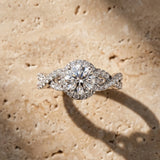 White gold Round Halo Twist Band Solitaire Ring with Four-Prong Setting_22