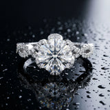 White gold Round Halo Twist Band Solitaire Ring with Six-Prong Setting_15