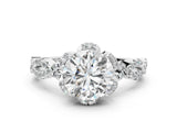 White gold Round Halo Twist Band Solitaire Ring with Six-Prong Setting_21