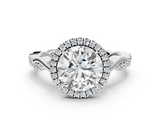 White gold Round Halo Twist Band Solitaire Ring_38