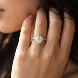 White gold Round Halo Twist Diamond Engagement Ring with Pavé Band and Four-Prong Setting_29