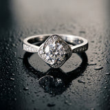 White gold Round Halo Twist Diamond Engagement Ring with Pavé Band and Four-Prong Setting_30