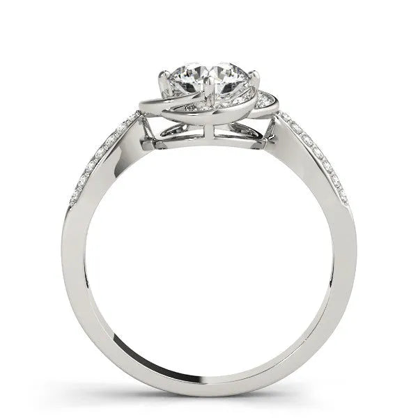 White gold Round Halo Twist Split Shank Diamond Ring