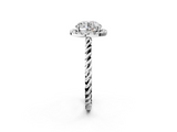 White gold Round Halo Twisted Band Four-Prong Diamond Ring_40