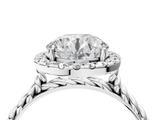 10K White Gold 3.04 Carat F VS1 Round Halo Twisted Band Four-Prong Diamond Ring