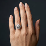White gold Round Halo Twisted Band Four-Prong Diamond Ring_54