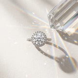 White gold Round Halo Twisted Band Four-Prong Diamond Ring_57