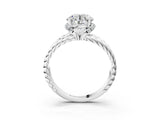 White gold Round Halo Twisted Band Four-Prong Ring_42