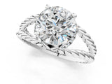 White gold Round Halo Twisted Band Four-Prong Ring_71