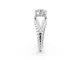 White gold Round Halo Twisted Band Four-Prong Ring_77