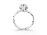 White gold Round Halo Twisted Band Four-Prong Ring_78