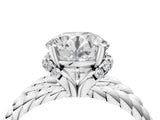 White gold Round Halo Twisted Band Four-Prong Ring_79