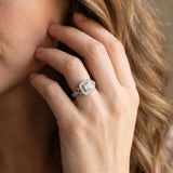 White gold Round Halo Vintage-Inspired Split Shank Ring with Milgrain Detailing_26