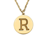 White gold Round Initial Pendant Necklace 1