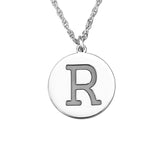 White gold Round Initial Pendant Necklace