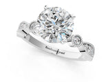 White gold Round Milgrain Bezel Diamond Engagement Ring with Solitaire Prong Setting_228