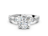 White gold Round Milgrain Bezel Diamond Engagement Ring with Solitaire Prong Setting_228