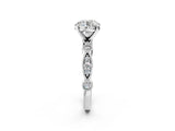 White gold Round Milgrain Bezel Diamond Engagement Ring with Solitaire Prong Setting_229