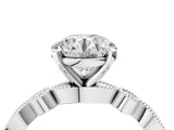 White gold Round Milgrain Bezel Diamond Engagement Ring with Solitaire Prong Setting_231