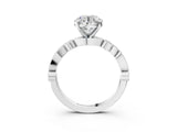 White gold Round Milgrain Bezel Diamond Engagement Ring with Solitaire Prong Setting_231