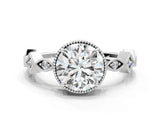White gold Round Milgrain Marquise Diamond Twist Band Ring_38