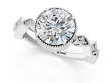 White gold Round Milgrain Marquise Diamond Twist Band Ring_39