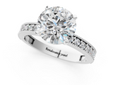 White gold Round Milgrain Pave Diamond Engagement Ring with Four-Prong Setting_167