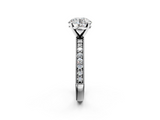 White gold Round Milgrain Pave Diamond Engagement Ring with Four-Prong Setting_168
