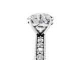 White gold Round Milgrain Pave Diamond Engagement Ring with Four-Prong Setting_171