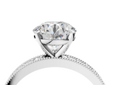 White gold Round Milgrain Pave Diamond Engagement Ring with Four-Prong Setting_93