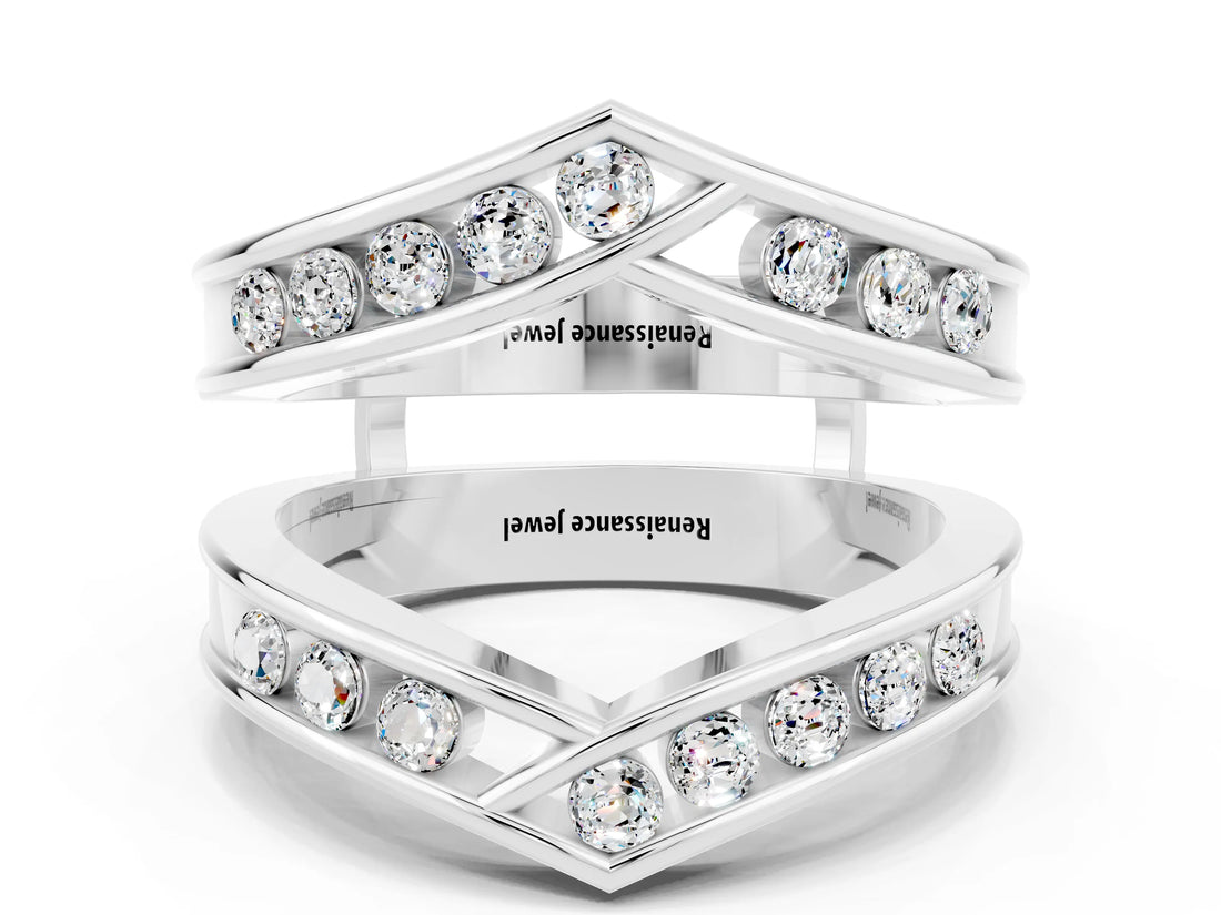 White gold Round Moissanite Channel-Set Chevron Band_6