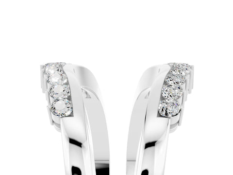 White gold Round Moissanite Chevron Contour Band with Prong Setting_11