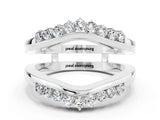 White gold Round Moissanite Chevron Contour Band with Prong Setting_6