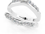 White gold Round Moissanite Chevron Contour Band with Prong Setting_7