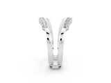 White gold Round Moissanite Chevron Contour Band with Prong Setting_8