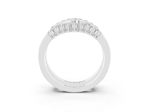 White gold Round Moissanite Chevron Contour Band with Prong Setting_9