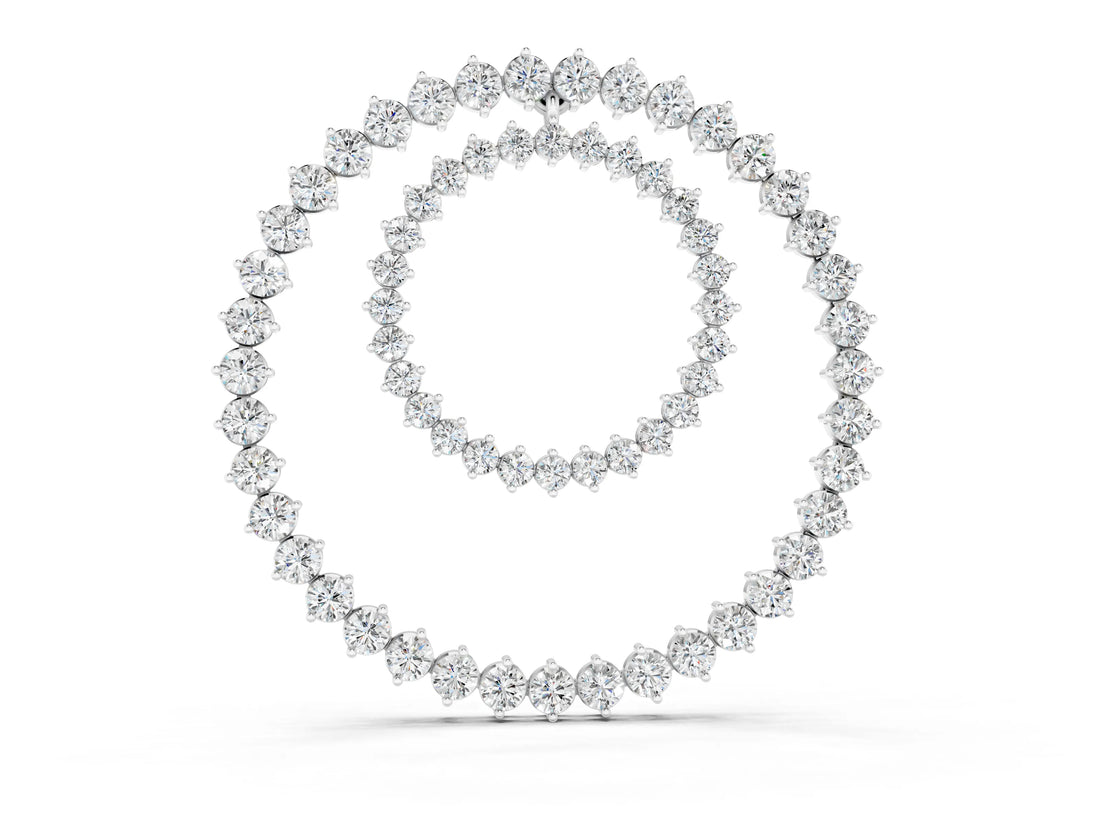White gold Round Moissanite Double Halo Prong Set Pendant_10