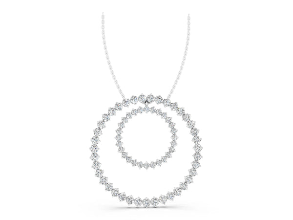 White gold Round Moissanite Double Halo Prong Set Pendant