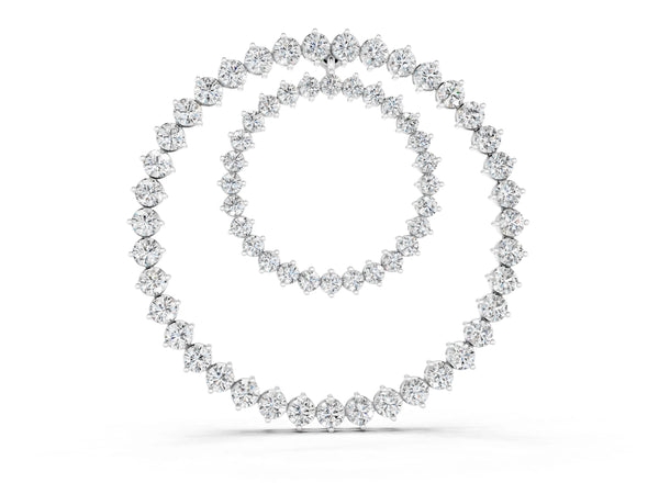 Silver Round Moissanite Double Halo Prong Set Pendant