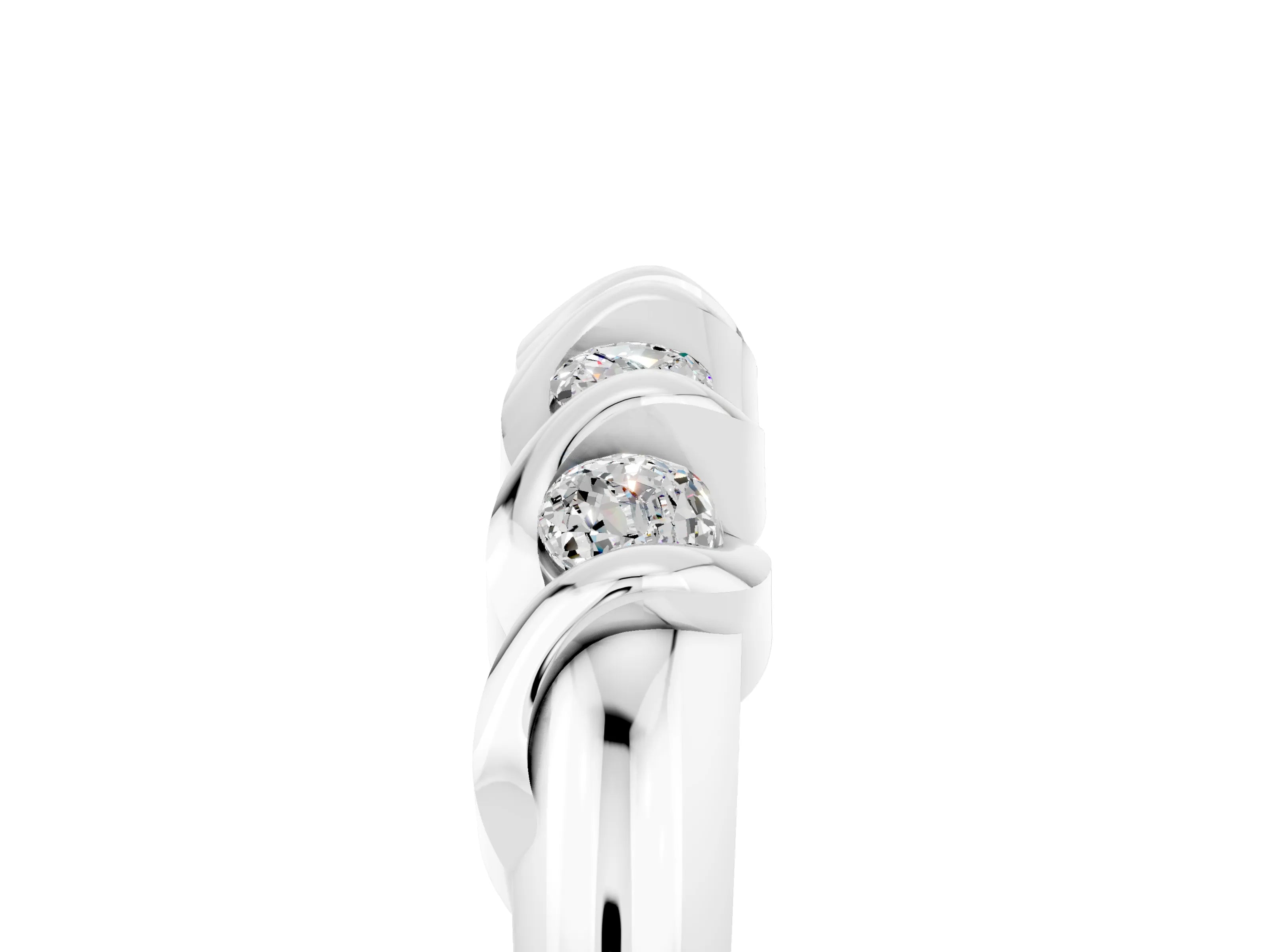 White gold Round Moissanite Eternity Band with Twist Prong Setting_17