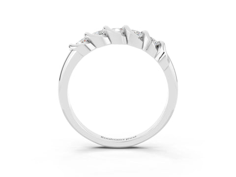White gold Round Moissanite Eternity Band with Twist Prong Setting_22