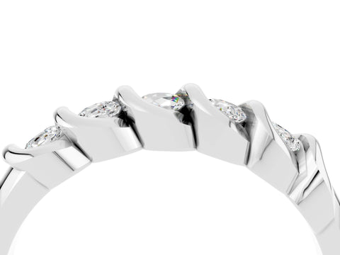 White gold Round Moissanite Eternity Band with Twist Prong Setting_23